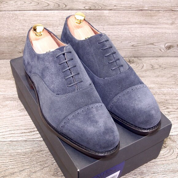 * NIB * $425 Allen Edmonds BRADY 9.5 D Navy Suede * add $15 new Trees